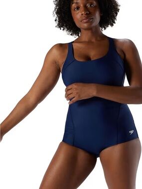 NWT Speedo  Women's Navy One-Piece Swimsuit Size 8